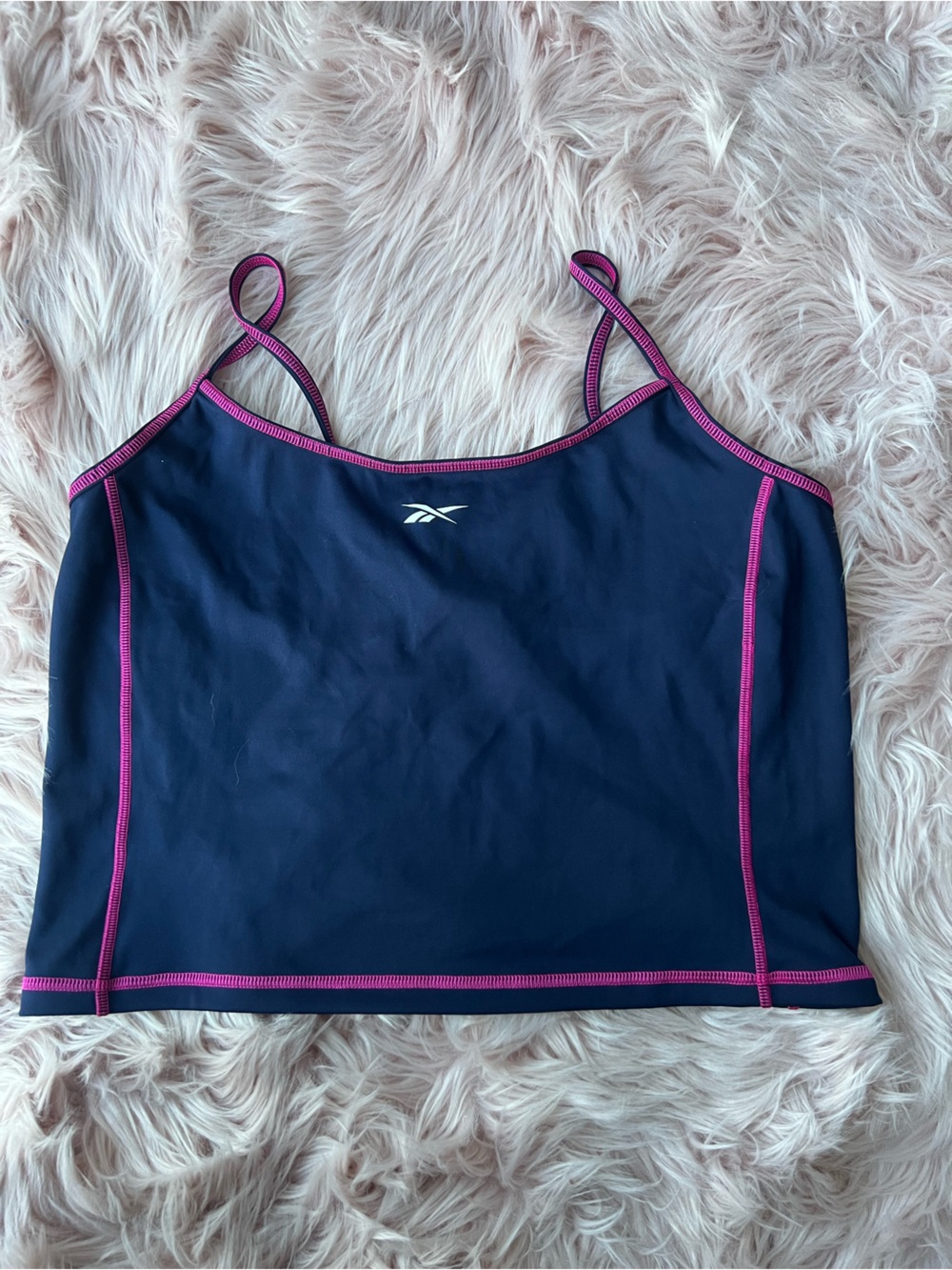 Reebok Navy Tank Top with Pink Contrast Trim XL